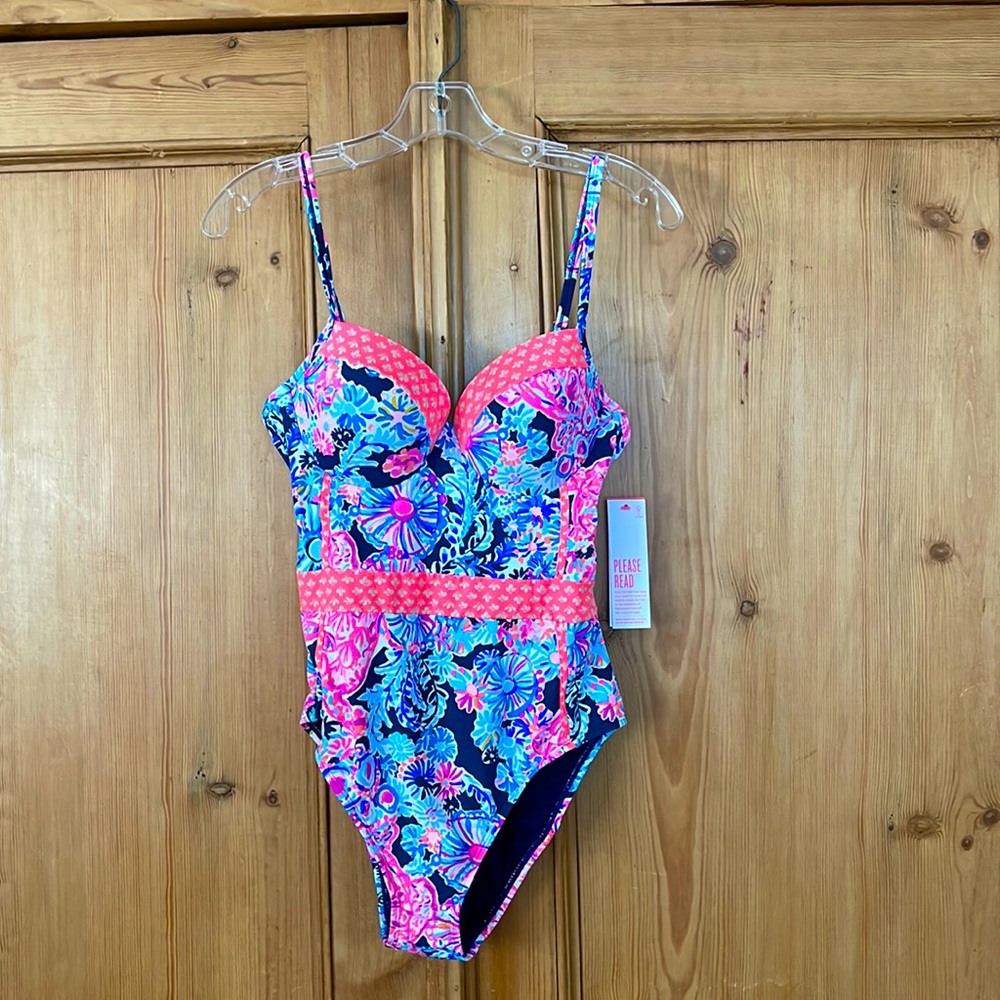 VGUC Lilly Pulitzer Vibrant Pink and Blue One Piece Swimsuit